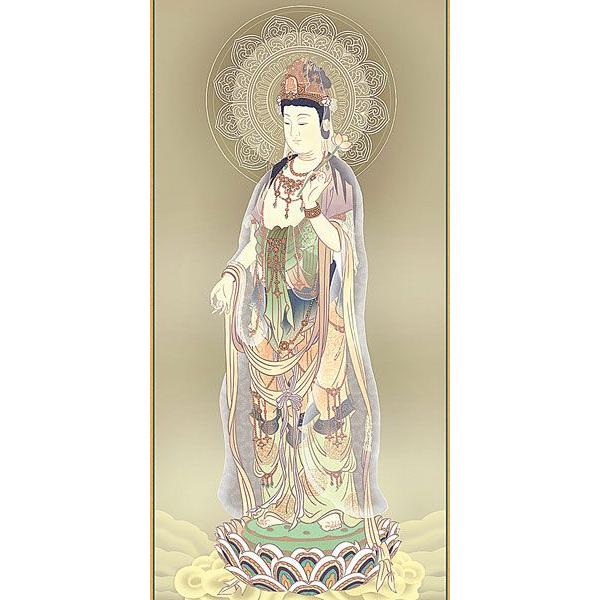 掛軸 (掛け軸) 雲上観音 鈴木翠朋 尺五立 約横54.5×縦190cm d6502（第43集） 仏画 法事 法要 供養 仏事 仏間 初盆 追善供養 お盆 彼岸 お彼岸 命日の画像