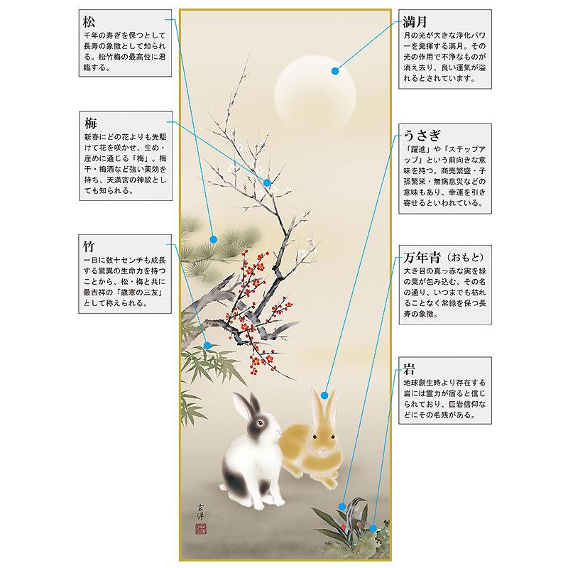 掛軸 掛け軸 2023年干支 松竹梅兎之図 近藤玄洋（尺五立・桐箱入り