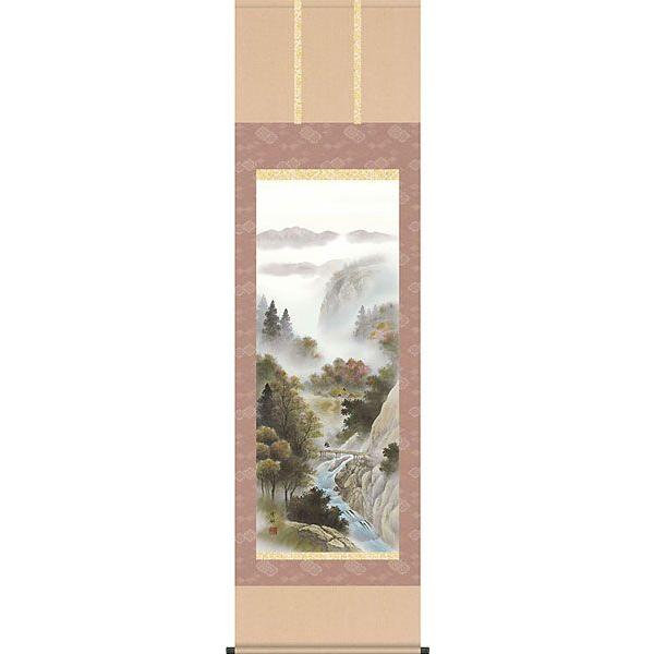 掛け軸) 四季山水 春 中山雪邨 尺五立 約横54.5×縦190cm 🎰 d9220 山水