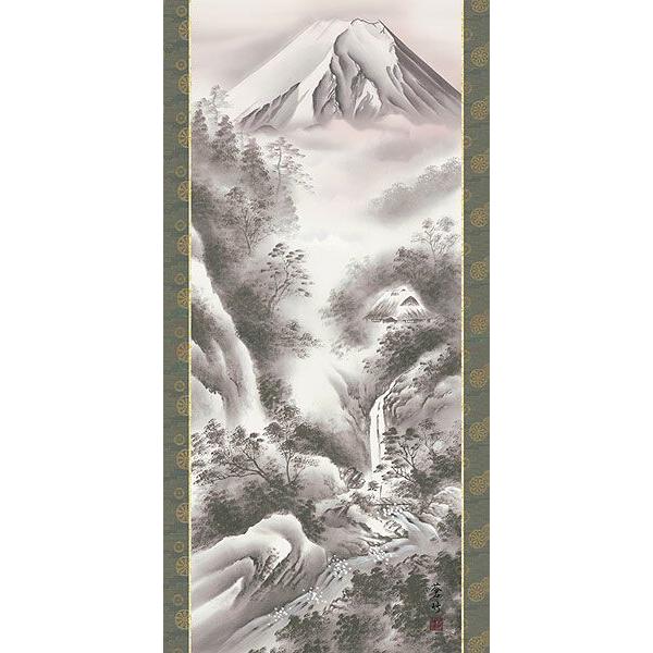 掛軸 (掛け軸) 富士閑寂 井原蒼竹 尺五立 約横54.5×縦190cm d9302 山水 富士 富士山 風景 風水 事務所 店舗 移転 開店 開業 新築 落成の画像