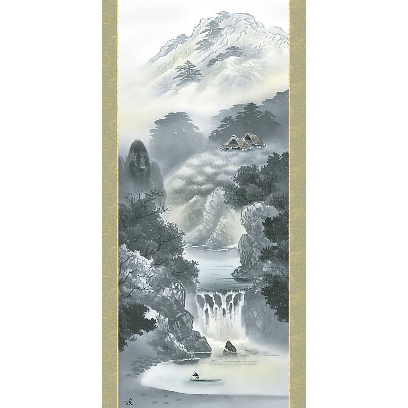 掛軸 (掛け軸) 幽山蒼流 伊藤渓山 尺五立 約横54.5×縦190cm d9503 山水 風景 風水 事務所 店舗 移転 開店 開業 新築 落成の画像