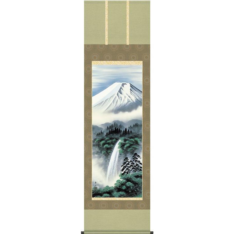 掛軸 (掛け軸) 富士幽谷 鈴村秀山 尺五立 約横54.5×縦190cm d9507 山水 富士 富士山 風景 風水 事務所 店舗 移転 開店 開業 新築 落成