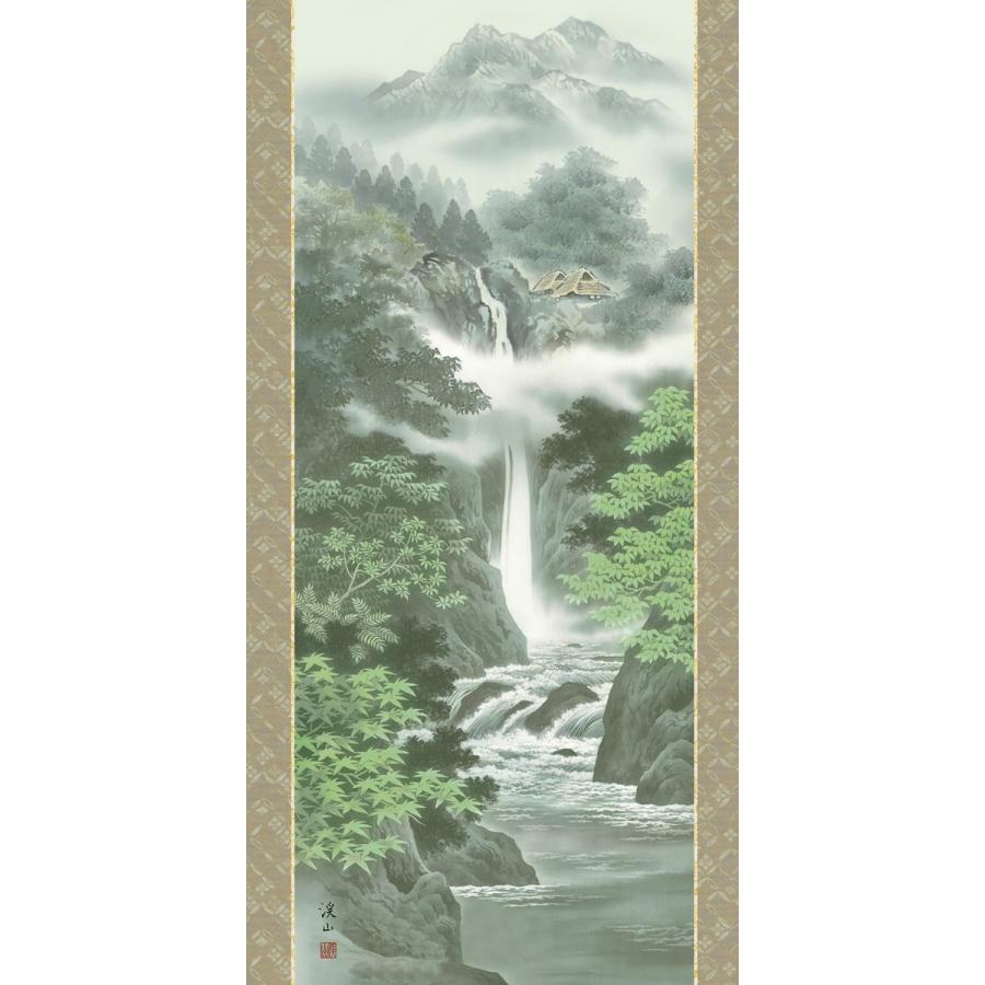 掛軸 (掛け軸) 清風水明 伊藤渓山 尺五立 約横54.5×縦190cm d9603 山水 風景 風水 事務所 店舗 移転 開店 開業 新築 落成の画像