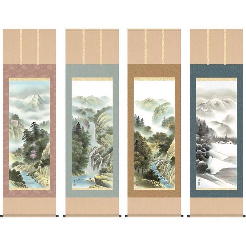 掛け軸/四季/4本 掛け軸 四季花鳥 いろいろ選べる4本セット 掛軸 絵画 : 古都