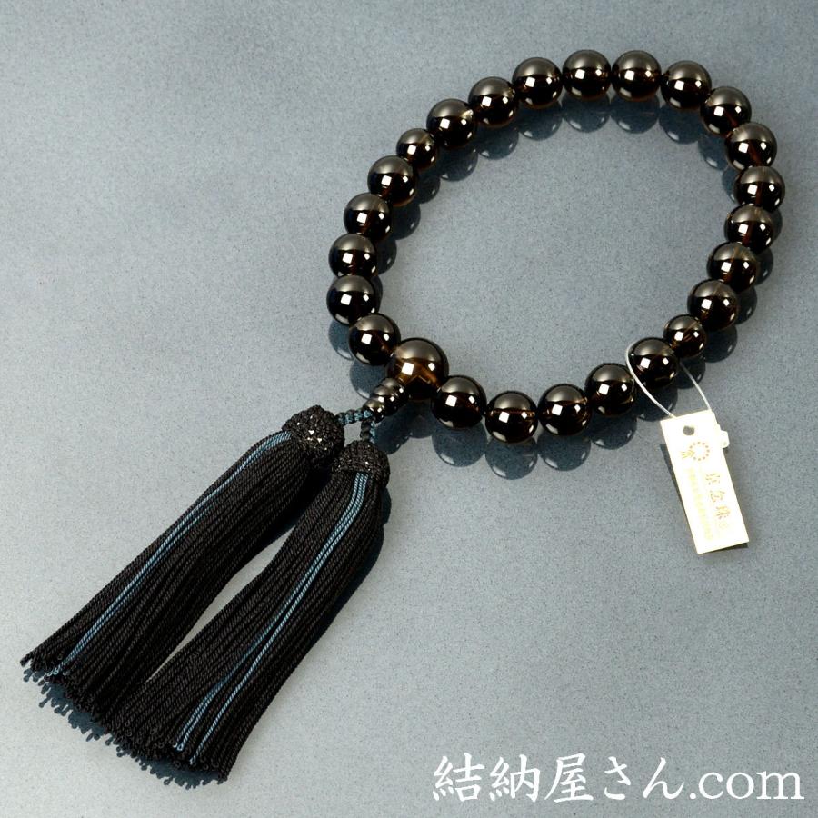 数珠 念珠 茶水晶共仕立 正絹蛍房（桐箱付）（略式数珠（男性用）/京