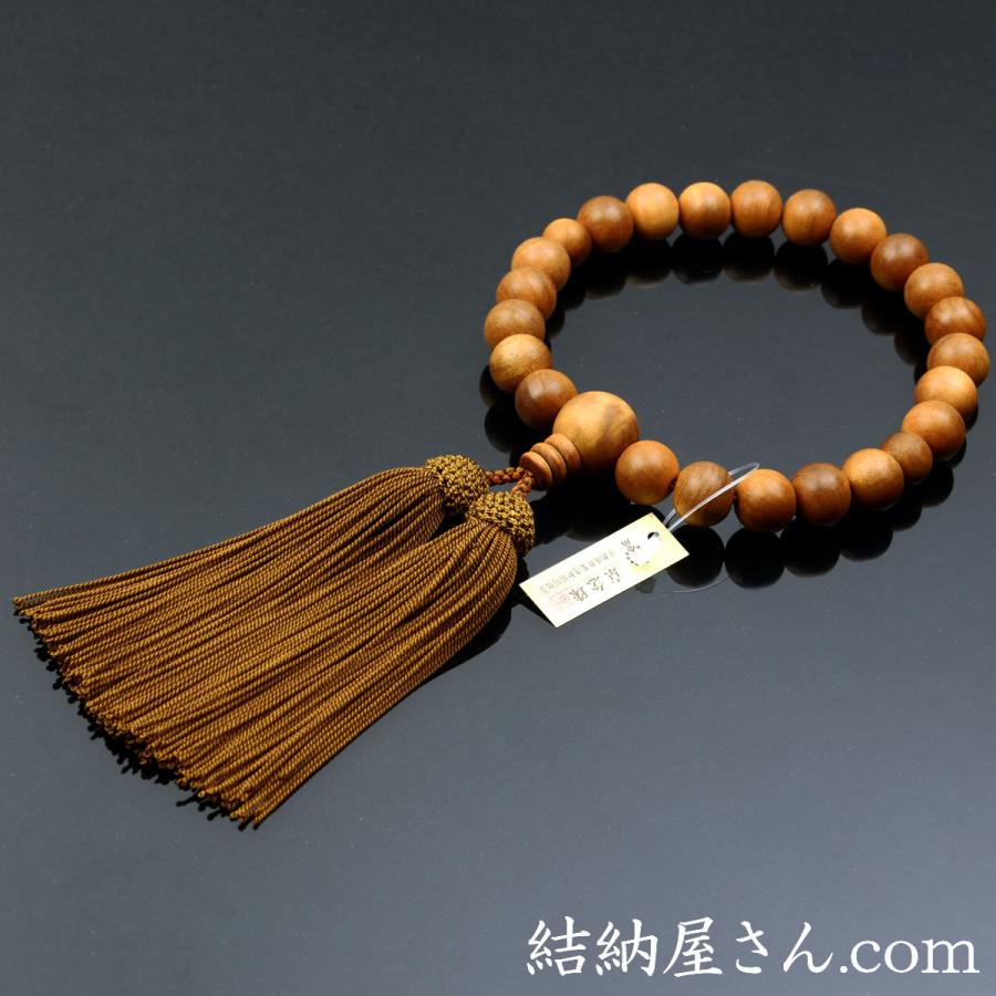 数珠 念珠 白檀(インド産)共仕立 正絹頭付房(桐箱付)(略式 数珠 念珠 白檀(インド産)共仕立 正絹頭付房(桐箱付)(略式