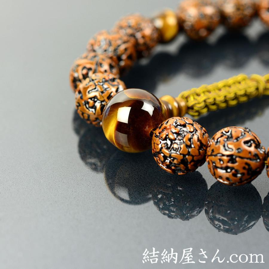 数珠 念珠 無量金剛菩提樹 虎目石仕立 18珠 八本組房・紐房(桐 数珠 念珠 無量金剛菩提樹 虎目石仕立 18珠 八本組房・紐房(桐