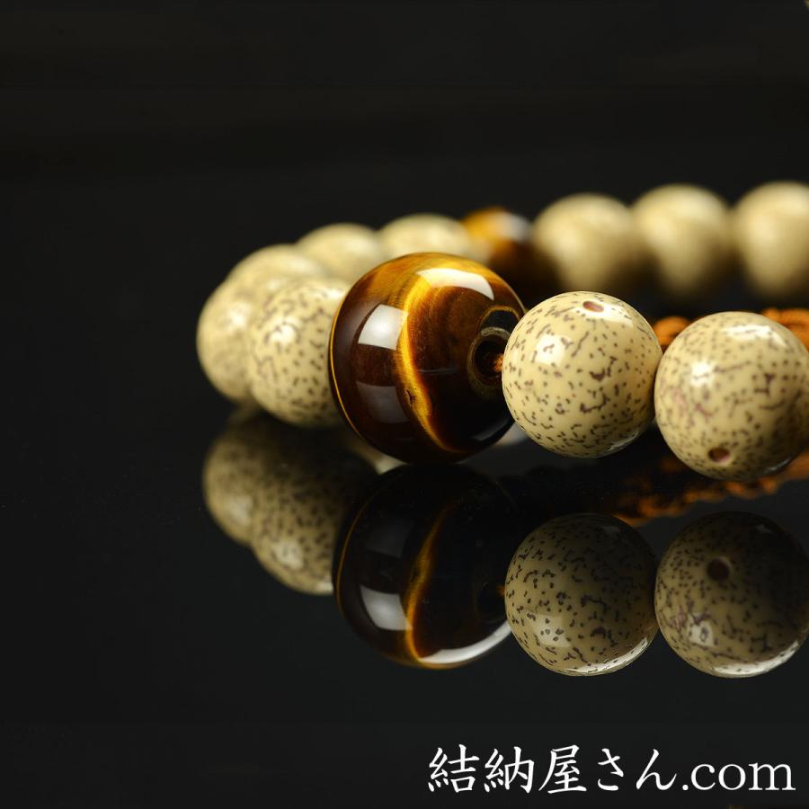 数珠 念珠 （浄土真宗） 星月菩提樹 虎眼石仕立 六本組房（桐箱付