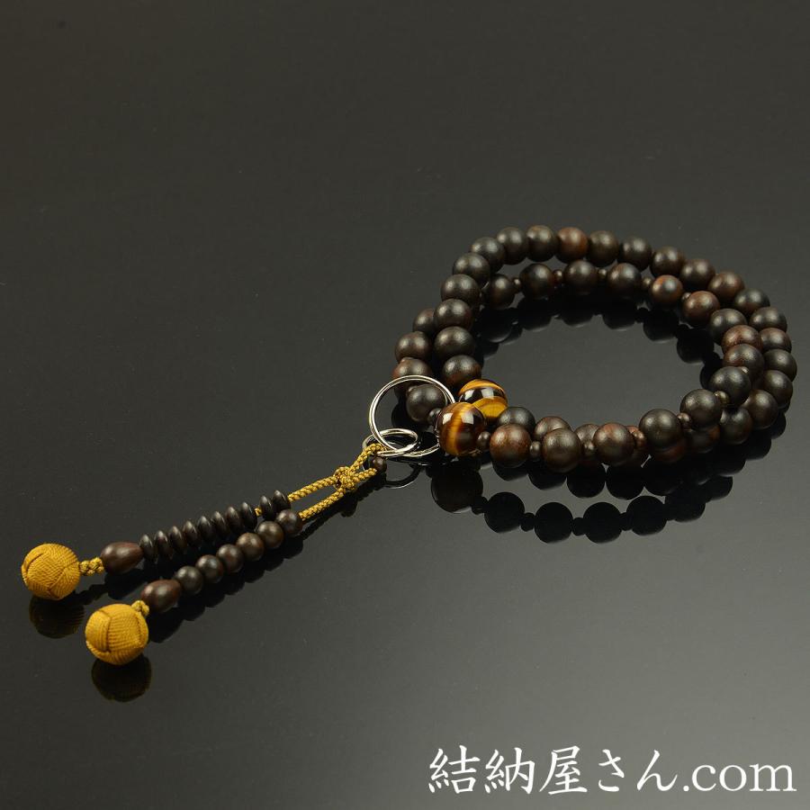 数珠 念珠 (浄土宗) 縞黒檀 虎眼石仕立 吉祥梵天 九寸(桐箱付)( 数珠 念珠 (浄土宗) 縞黒檀 虎眼石仕立 吉祥梵天 九寸(桐箱付)(