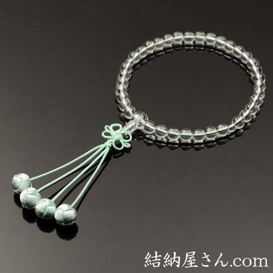 数珠 念珠 本水晶共仕立 華結び・利久梵天房(桐箱付)(略式 数珠 念珠 本水晶共仕立 華結び・利久梵天房(桐箱付)(略式