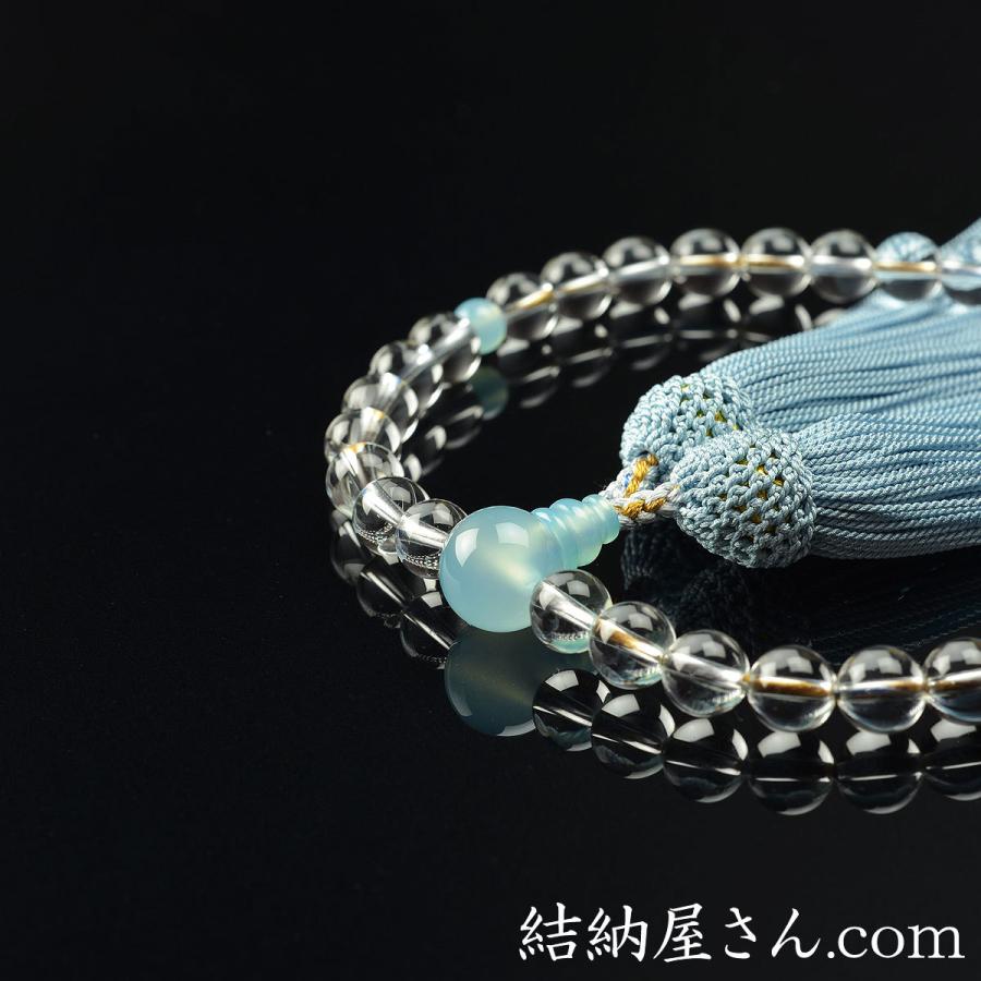 数珠 念珠 本水晶 カルセドニー仕立 8mm珠 光輝京錦通紐 正絹