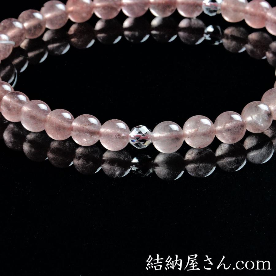 数珠 念珠 ストロベリークォーツ 本水晶切子仕立 上質正絹頭付房（桐箱