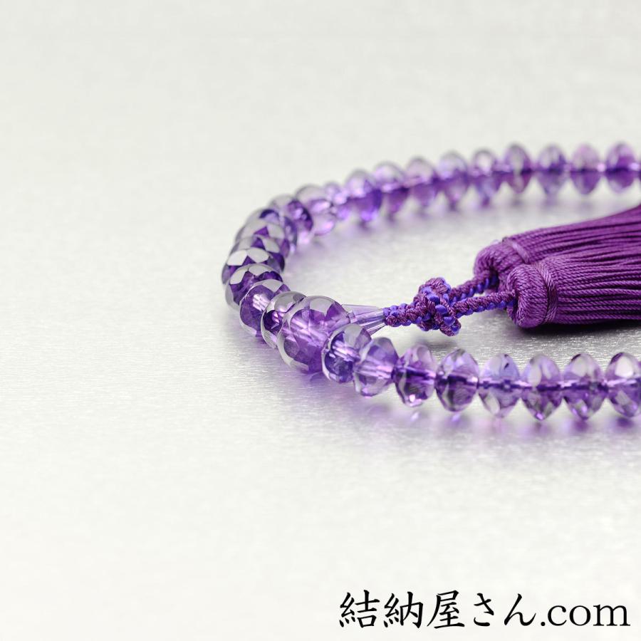 数珠 念珠 紫水晶共仕立 スターシェイプカット 正絹散華房(桐箱 数珠 念珠 紫水晶共仕立 スターシェイプカット 正絹散華房(桐箱