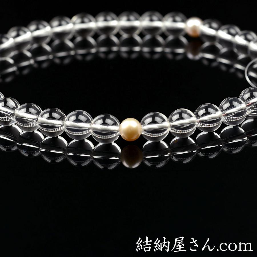 数珠 念珠 本水晶 淡水真珠仕立 正絹頭付房（桐箱付）（略式数珠（女性
