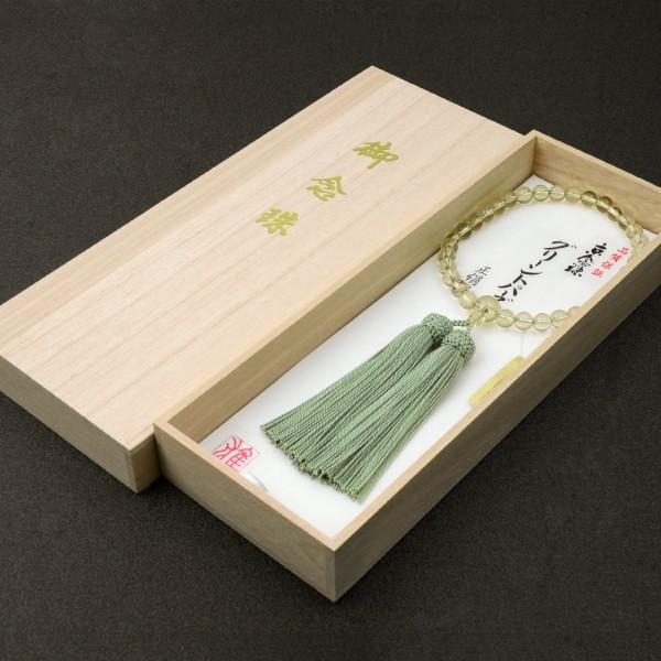 数珠 念珠 グリーントパーズ共仕立 正絹頭付房（桐箱付）（略式数珠