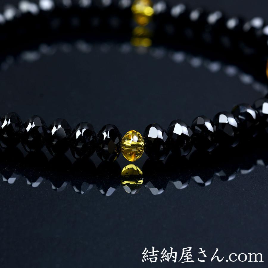 数珠 念珠 黒オニキス 6×9mm珠 黄水晶仕立 スターシェイプカット 上質 