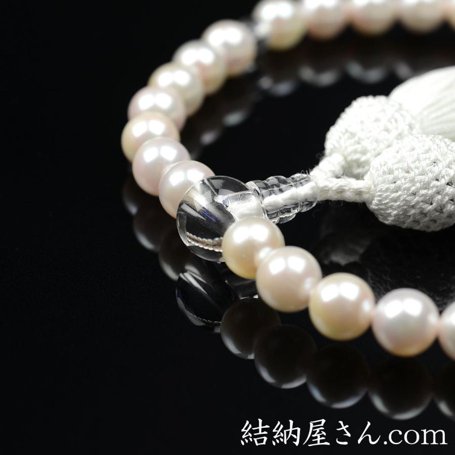 数珠 念珠 本真珠 本水晶仕立 正絹枝垂房(桐箱付)(略式数珠 数珠 念珠 本真珠 本水晶仕立 正絹枝垂房(桐箱付)(略式数珠