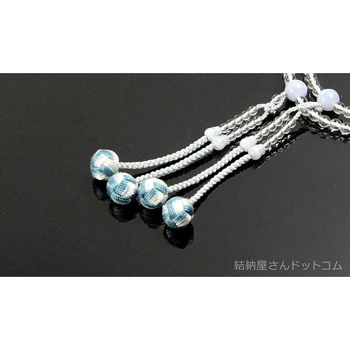 数珠 念珠 （真言宗） 本水晶 カルセドニー仕立 利久梵天房 八寸（桐箱