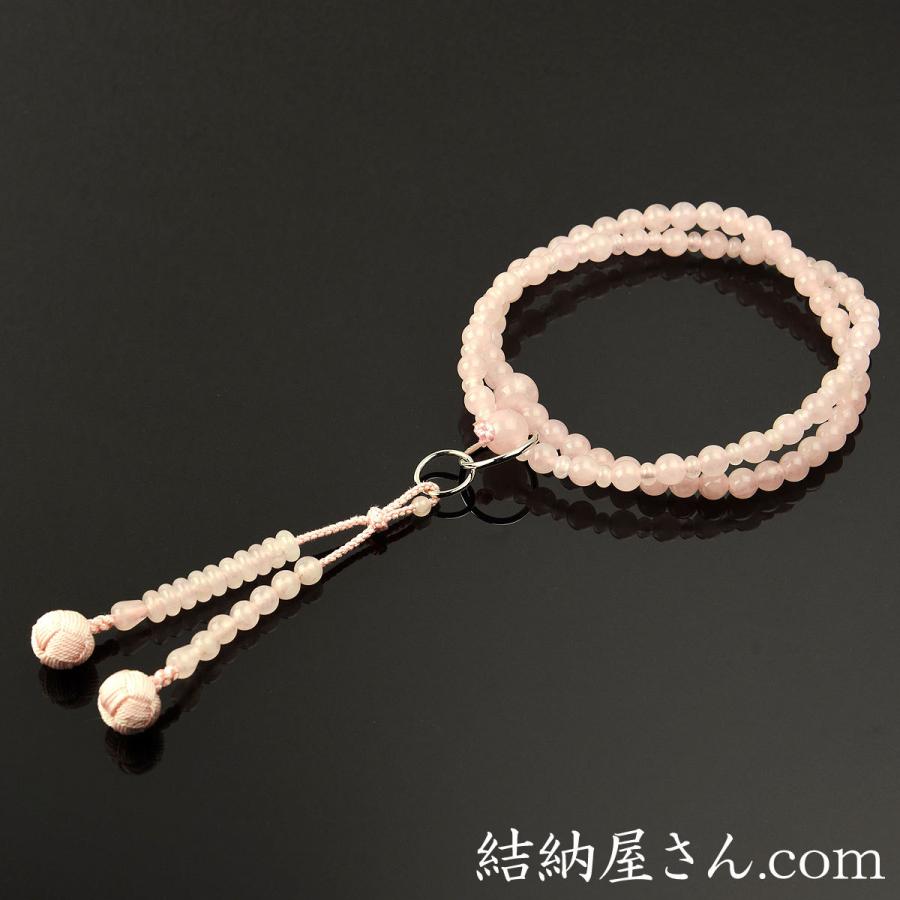 数珠 念珠 （浄土宗） ローズクォーツ共仕立 吉祥梵天 八寸（桐