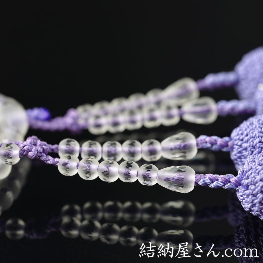 数珠 念珠 （八宗兼用） 霧水晶切子 藤雲石仕立 正絹頭付房 八寸