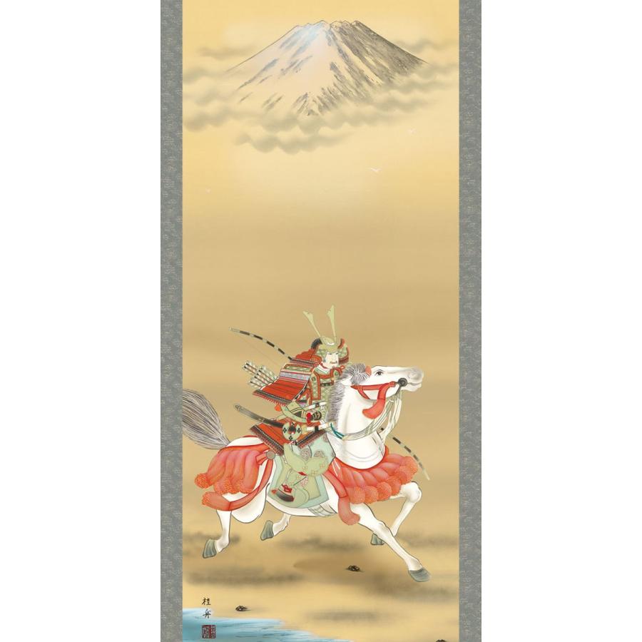 端午の節句掛軸 (掛け軸) 長江桂舟 白馬武者 尺五立 約横54.5×縦190cm