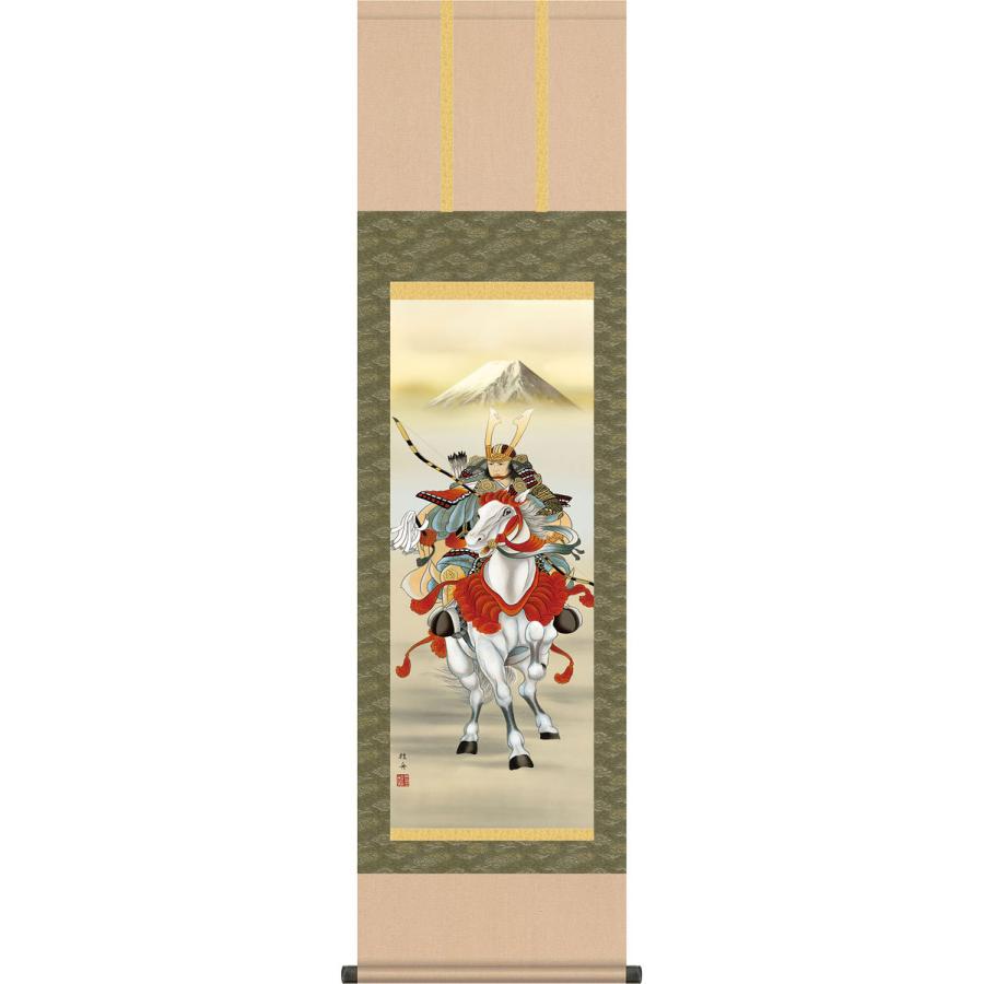端午の節句掛軸 (掛け軸) 白馬武者 長江桂舟 （尺三立）約横45