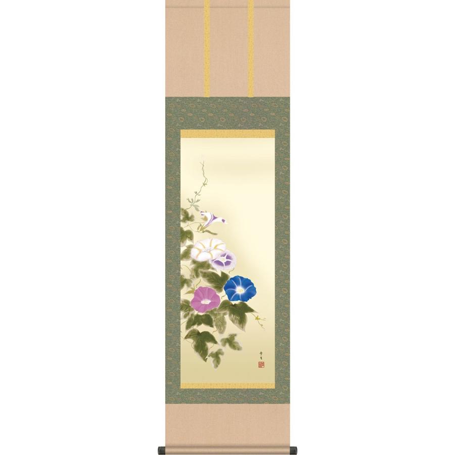 掛軸 (掛け軸) 夏用 朝顔 北山歩生 尺三立 約横44.5cm×縦164cm g4157