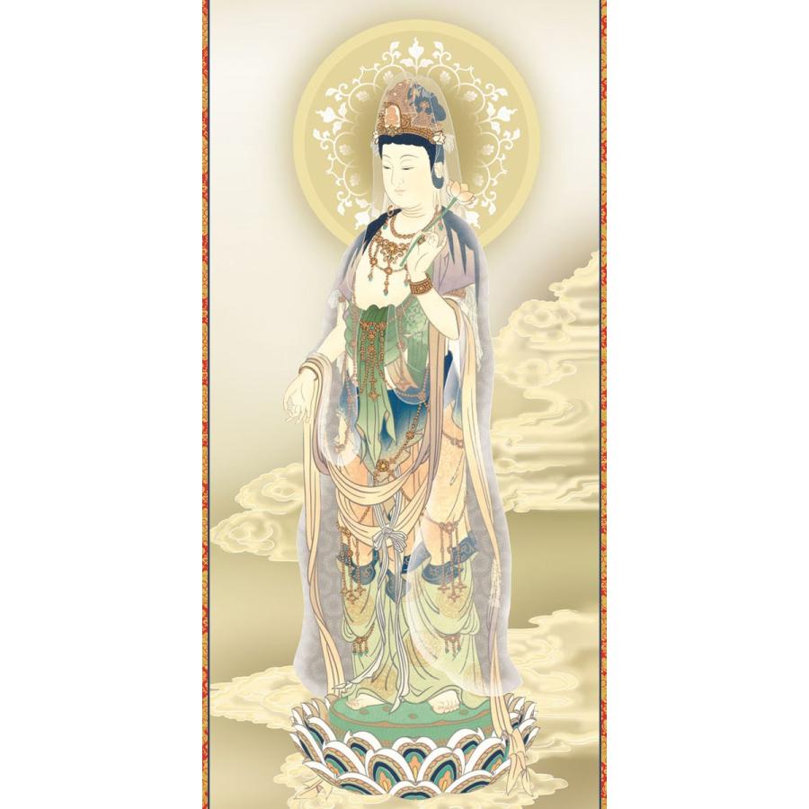 掛軸 (掛け軸) 雲上観音 鈴木翠朋 尺五立 約横54.5×縦190cm g4278 仏画 法事 法要 供養 仏事 仏間 初盆 追善供養 お盆 彼岸 お彼岸 命日の画像