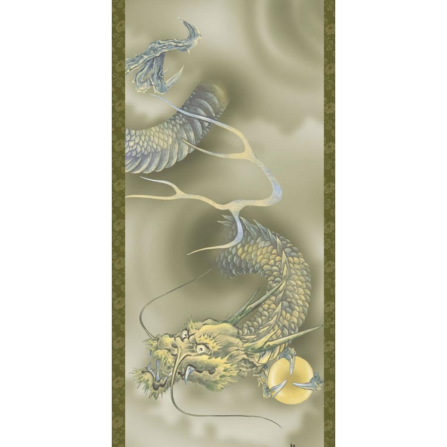 掛軸 (掛け軸) 龍神図 山村観峰 尺五立 約横54.5cm×縦190cm g4416 龍