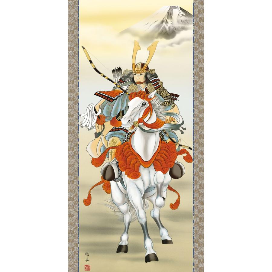 端午の節句掛軸 (掛け軸) 長江桂舟 白馬武者 尺五立 約横54.5×縦190cm