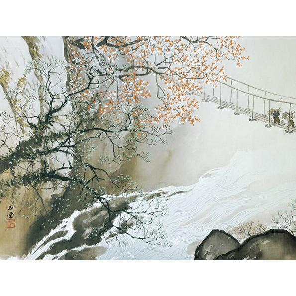 掛軸 (掛け軸) 春潤 川合玉堂 尺五横 約横54.5cm×縦115cm g4776