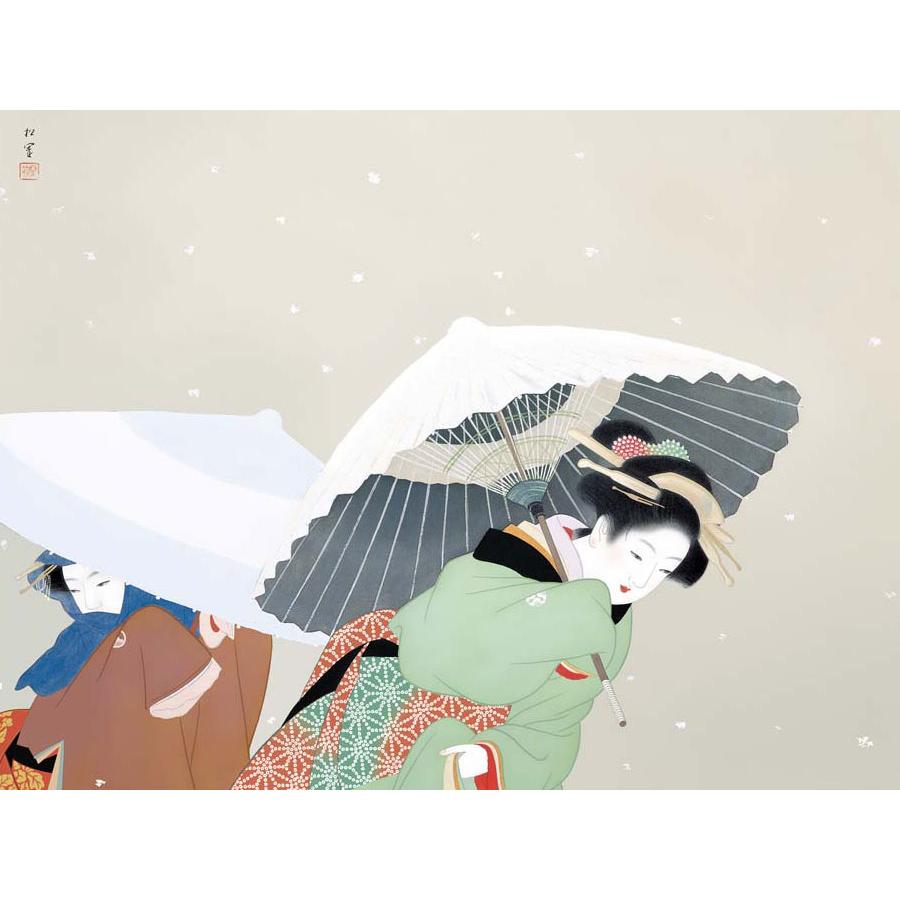 上村松園 牡丹雪 （F4サイズ）（紐・フック付） 日本の名画 約横42×縦
