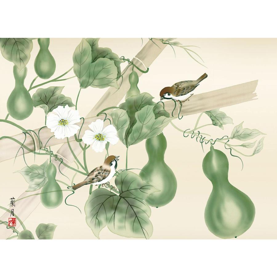 六瓢 吉井蘭月 （F4サイズ）（紐・フック付） 花鳥画 夏飾り 約横42×縦