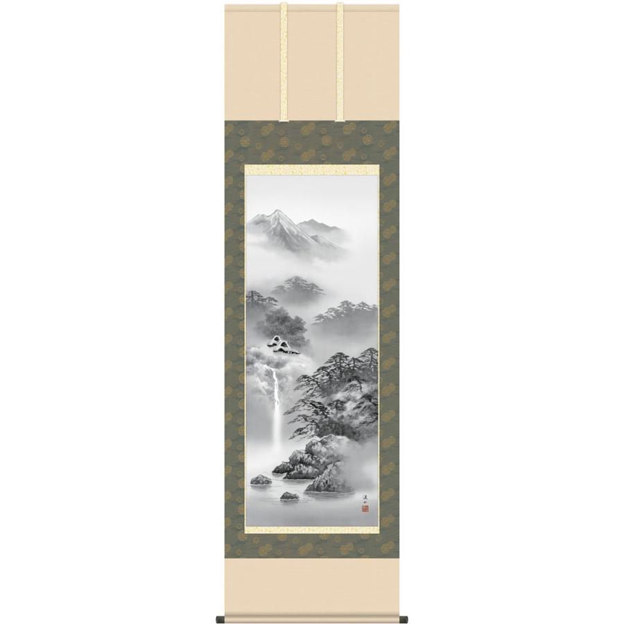 掛軸 (掛け軸)  幽山水明 伊藤渓山 尺五立 約横54.5×縦190cm g6081 KZ3B2-087 山水 風景 風水 事務所 店舗 移転 開店 開業 新築 落成