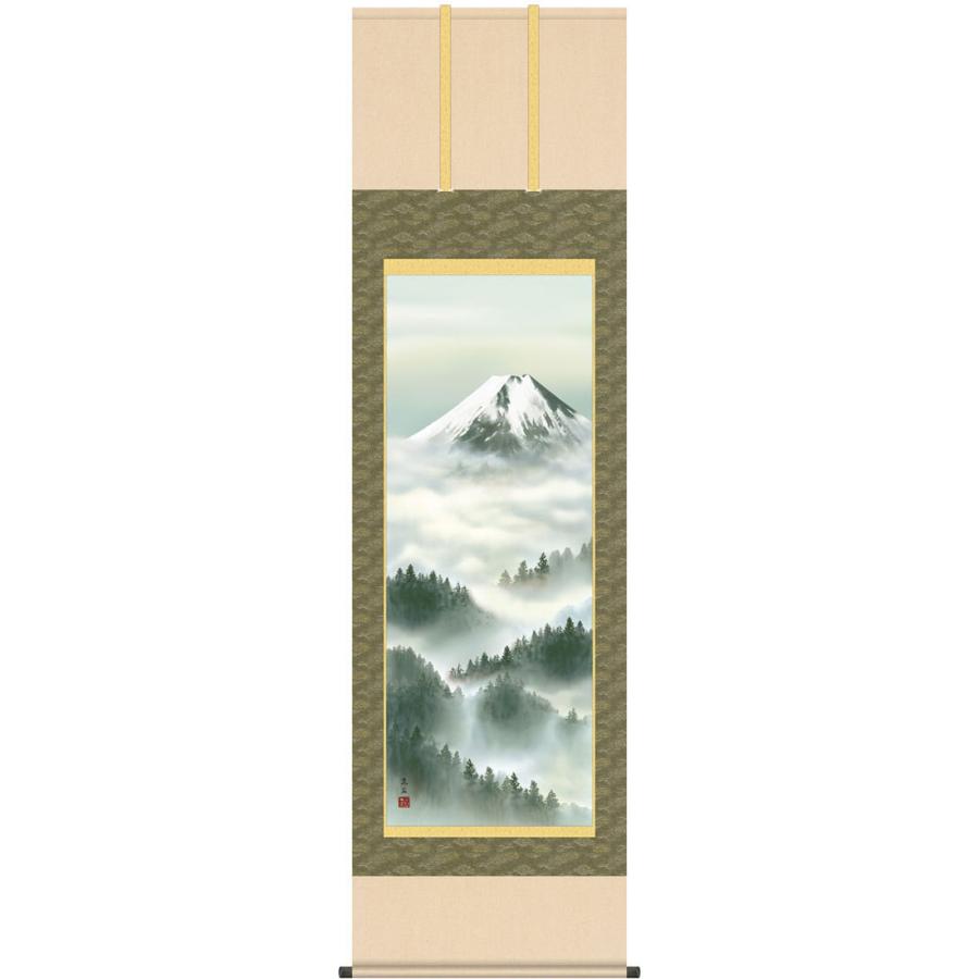 掛軸 (掛け軸) 黎明富士 熊谷千風 尺五立 約横54.5×縦190cm