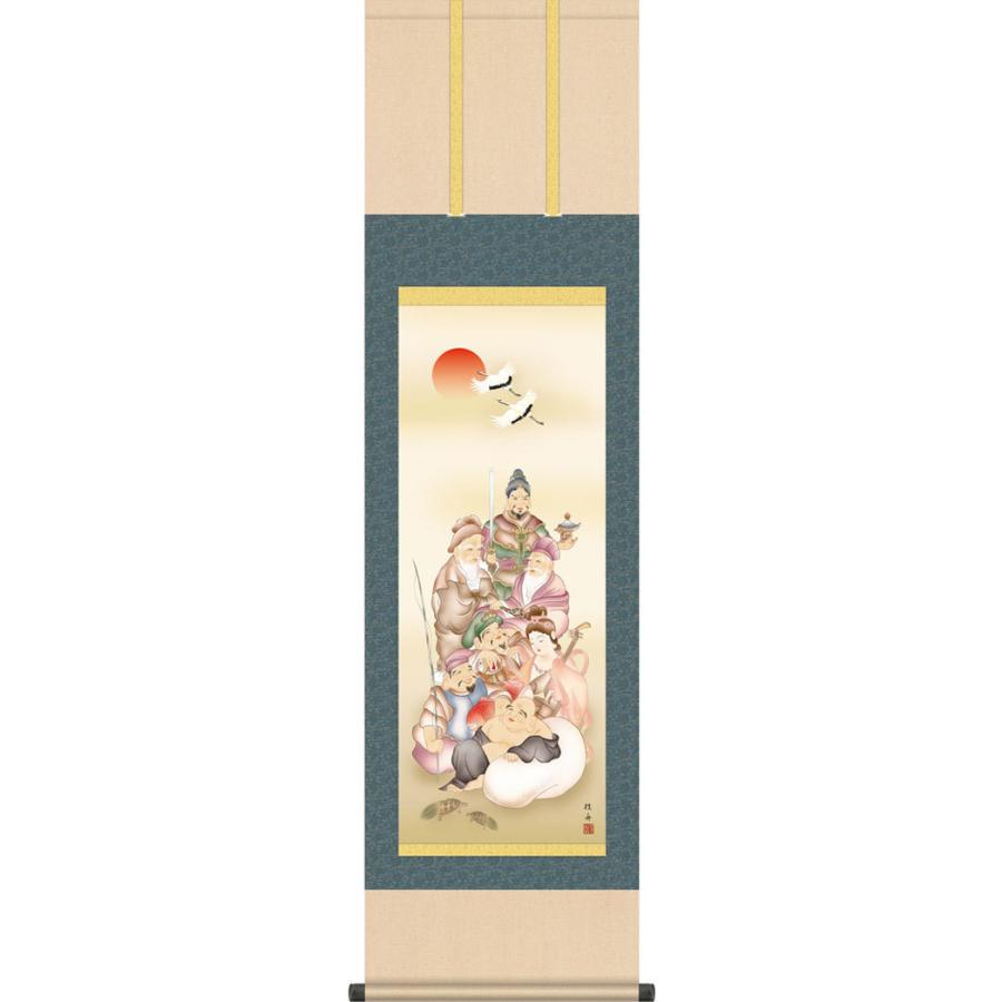 掛軸 (掛け軸) 七福神 長江桂舟 尺三立 約横44.5cm×縦164cm g6129