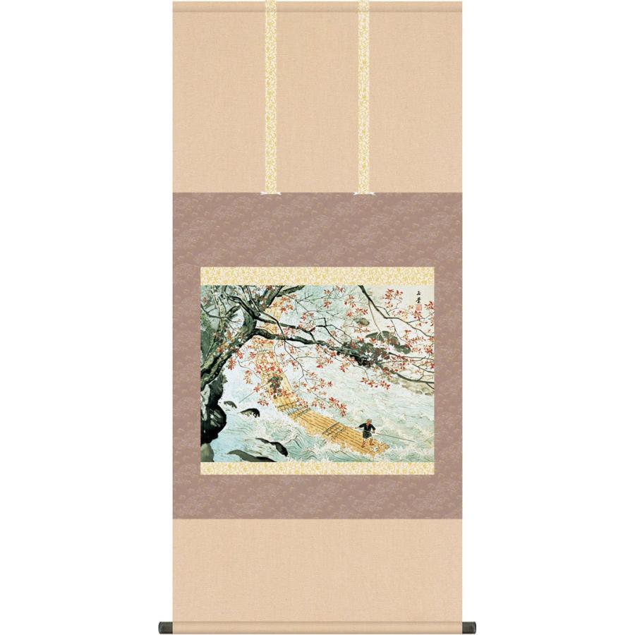 掛軸 (掛け軸) 花筏 川合玉堂 尺五横 約横54.5cm×縦113cm g6265 KZ3G9