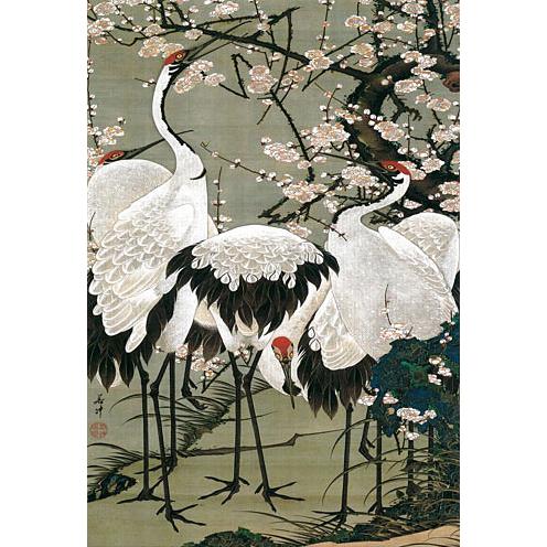掛軸 掛け軸 本格ミニ掛軸 梅花群鶴図 伊藤若冲 約横28cm×縦75cm ミニ