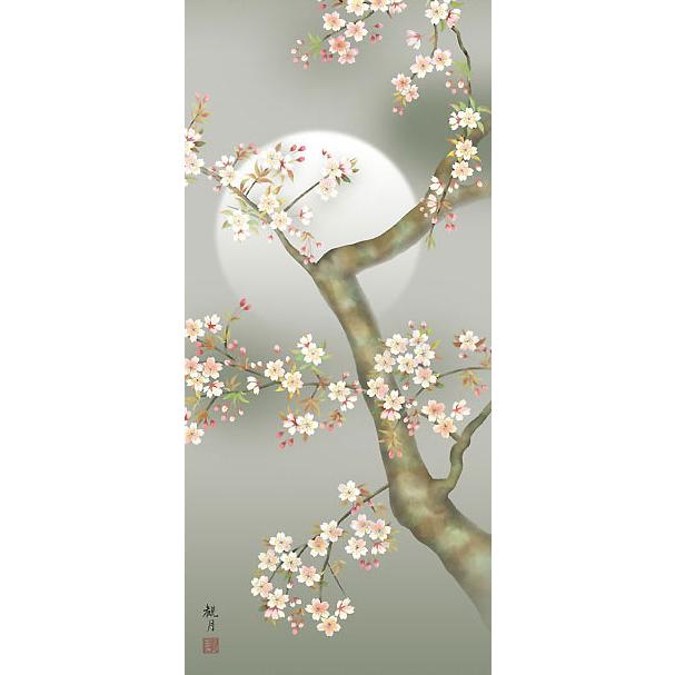 掛軸 掛け軸 本格ミニ掛軸 春用 夜桜 森山観月 約横28cm×縦90cm ミニ 