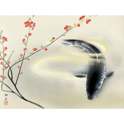 掛軸 (掛け軸) 春池温 速水御舟 尺五横 約横54.5cm×縦115cm