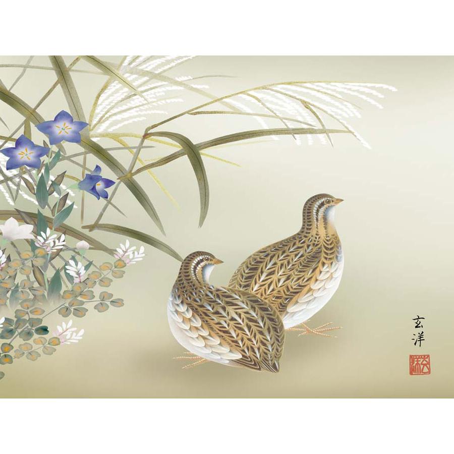 C*Z様 天然木 一枚板 衝立 花の絵画　とってもおしゃれ！ 秋草に鶉 近藤玄洋 （F6サイズ）（紐・フック付） 花鳥画 秋飾り 約横