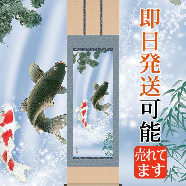 開運掛軸・端午の節句掛軸 (掛け軸) 森山観月 夫婦滝昇鯉 尺五立 約横54.5×縦190cm h6002 端午の節句 初節句 子供の日 こいのぼり 鯉のぼり 昇鯉 登竜門 開運
