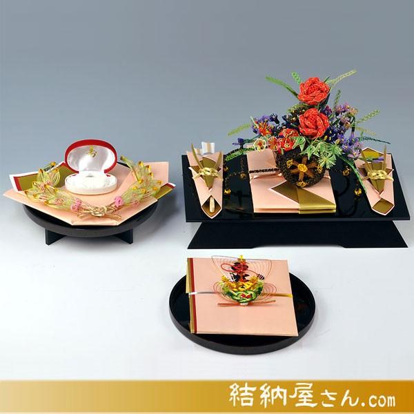 結納 略式結納品 御所車アレンジセット3（毛せん・酒肴料金封・指輪飾り台・目録付）