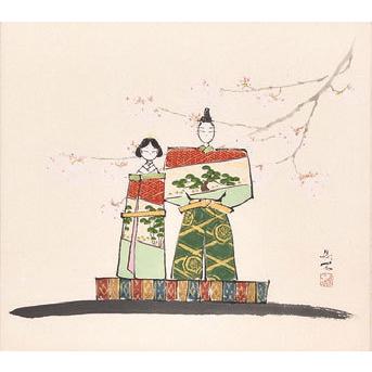 お雛様掛軸 掛け軸 立雛 西村欣魚 尺八横 約横65×縦138cm p9877 お雛様