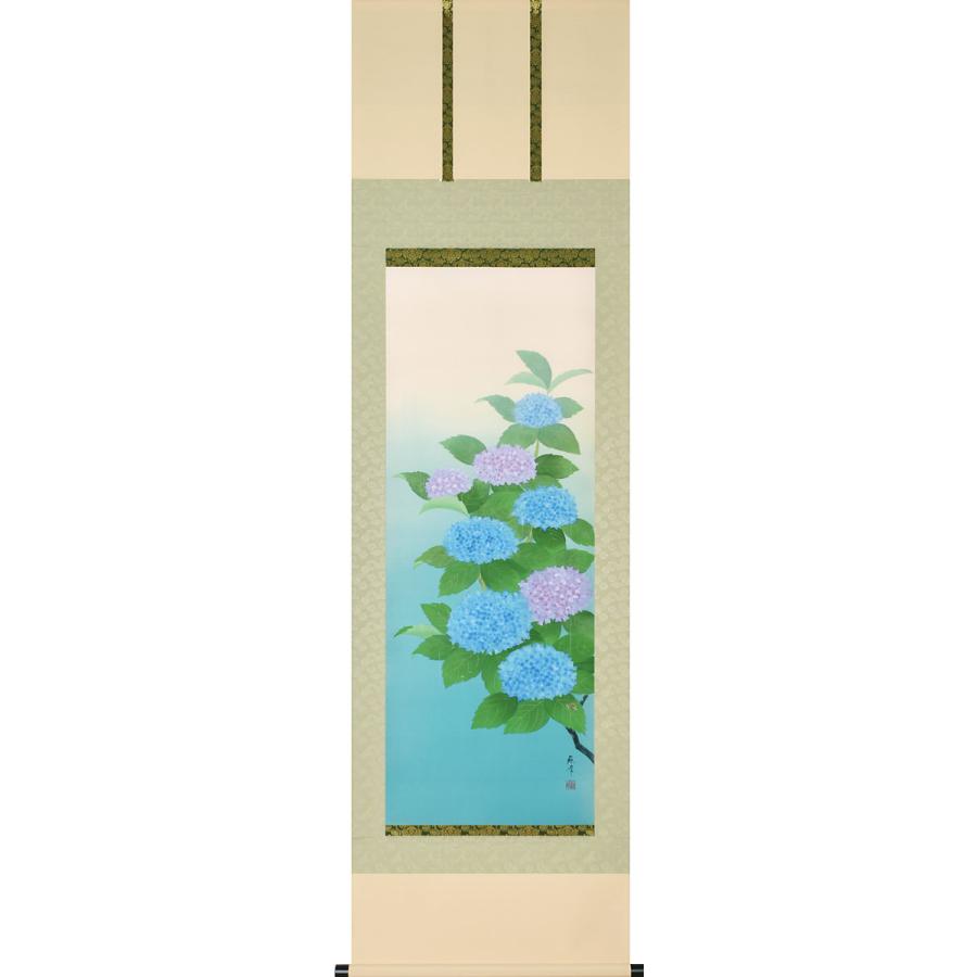 掛軸 (掛け軸) 夏用 紫陽花に蝸牛 富岡蘇峰 尺五立 約横54.5cm×縦190cm