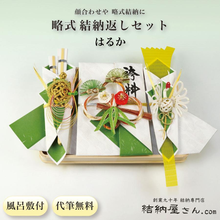 (結納返し) 略式 はるかセット・青（風呂敷付（３幅・無地））