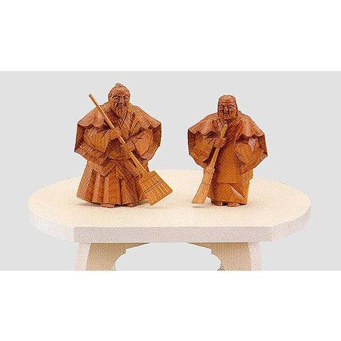 一位一刀彫　高砂（一位の木台付き） 高砂人形 一位一刀彫 六寸 克之作
