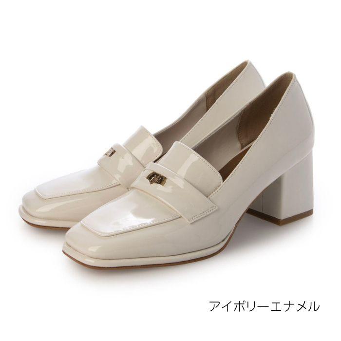 アイボリー　1点 EVOL（イーボル） 6.5cmヒール コインローファー IX5521 レディース