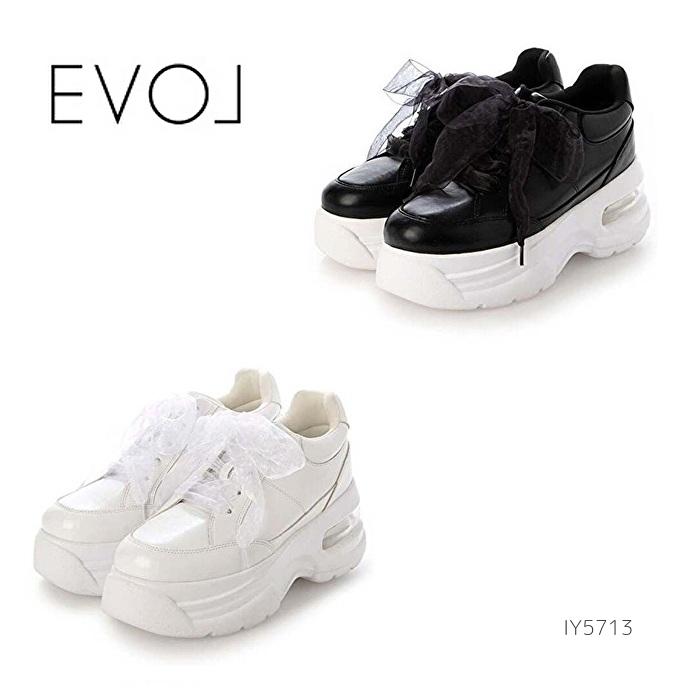 EVOL（イーボル） 軽量 エアソール厚底レースアップシューズ IY5713 
