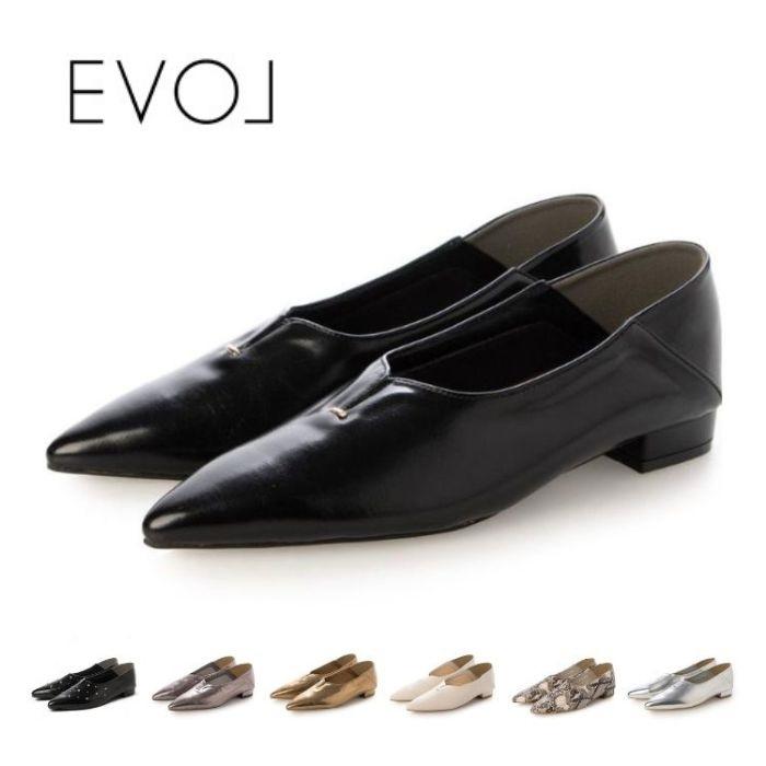 EVOL（イーボル） クッション入り Vカットステッチパンプス IZ5815